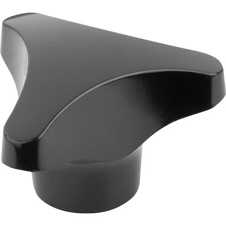 Kipp Triangular Grip High Collar D=M06 D1=40 H=22, Form:K Thermoset, Black, Comp:Stainless Steel K0183.24006